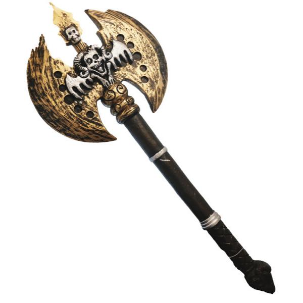 Gold & Silver Warlock Double Bladed Axe