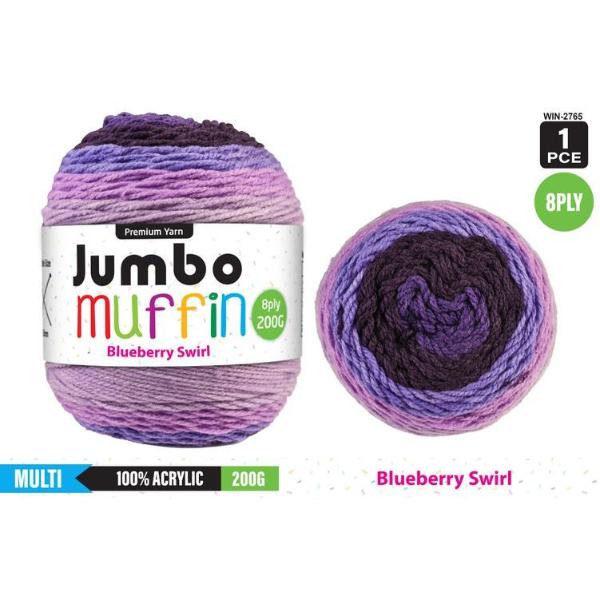 Premium Jumbo Muffin Blueberry Swirl 100% Acrylic 8 Ply Yarn - 200cm