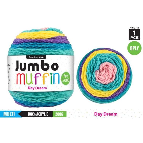 Premium Jumbo Muffin Day Dream 100% Acrylic 8 Ply Yarn - 200g