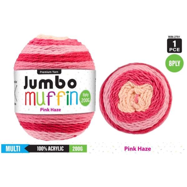 Premium Jumbo Muffin Pink Haze 100% Acrylic 8 Ply Yarn - 200g