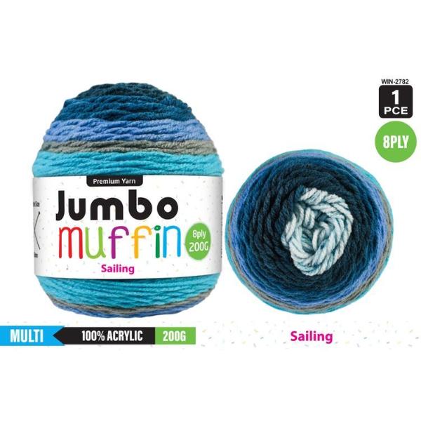 Premium Jumbo Muffin Sailing 100% Acrylic 8 Ply Yarn - 200g