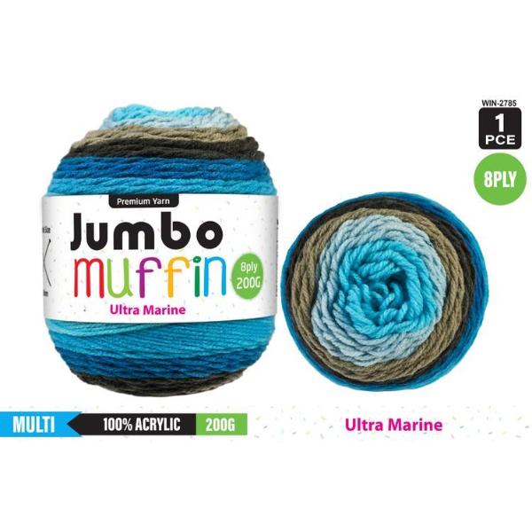 1pce JumboMuffin Yarn MARINE 8ply 200G
