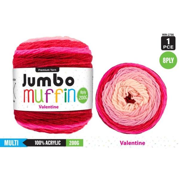 Premium Jumbo Muffin Valentine 100% Acrylic 8 Ply Yarn - 200g