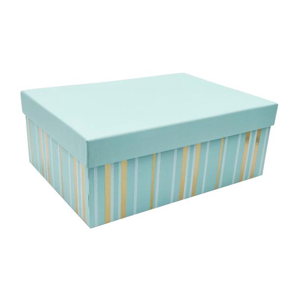 Tiffany Blue Foiled Stripes Gift Box - 43cm x 34cm x 16cm