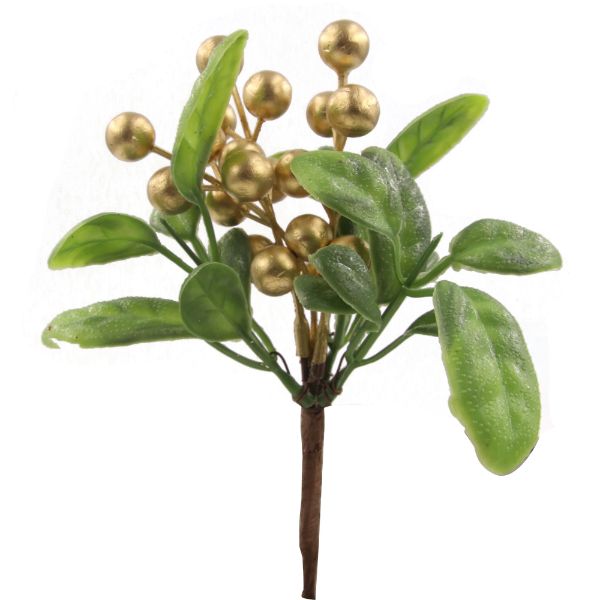 Gold Mistletoe Pick - 21cm