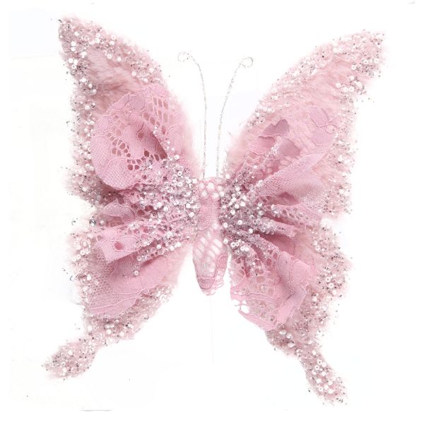 Pink Butterfly With Clip - 20cm x 19cm x 3cm