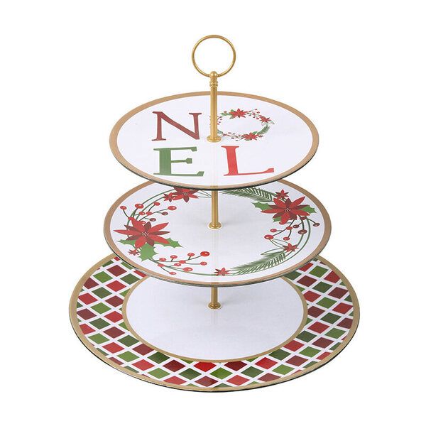Noel Melamine 3 Tier Christmas Cake Treat Stand