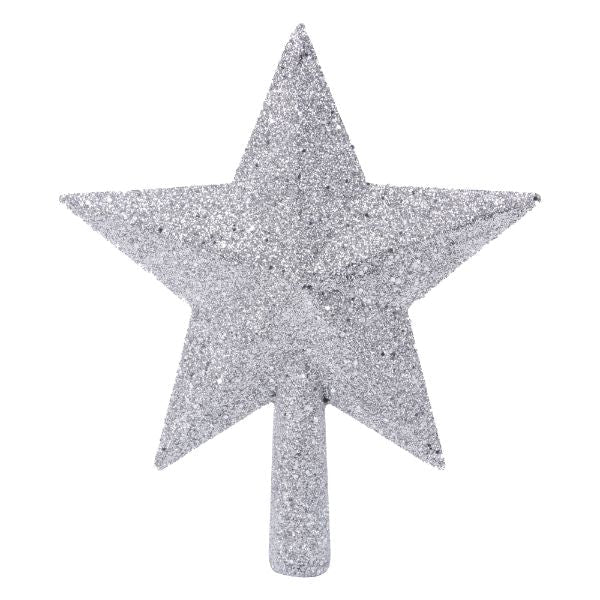 Silver Glitter Star Tree Topper - 12cm