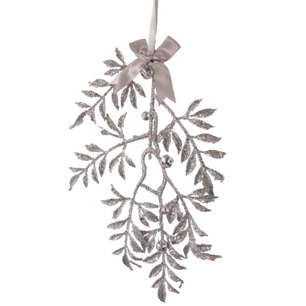 Silver Glitter Leaf Tree Ornament - 30cm