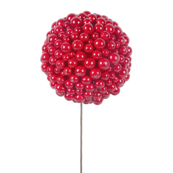 Red Berry Ball With Stem - 12cm