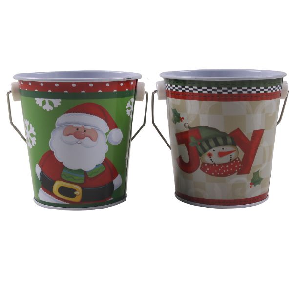 Assorted Design Tin Bucket - 10cm x 10cm