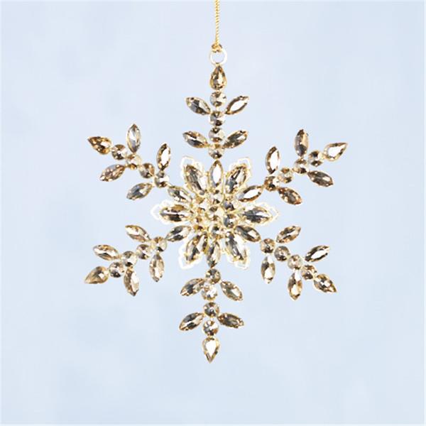 Amber Glass Snowflake Tree Decoration - 15cm