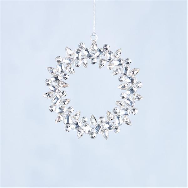 Clear Glass Wreath Tree Decoration - 13cm