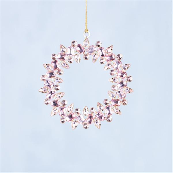 Pink Glass Wreath Tree Decoration - 13cm