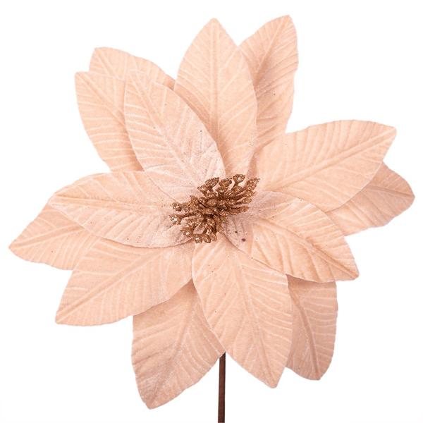 Ivory Velour Poinsettia With Copper Glitter Centre - 30cm x 50cm