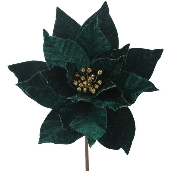 Emerald Green Poinsettia With Stem - 31cm x 50cm