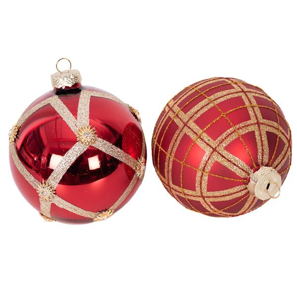 Red & Gold Glass Bauble - 10cm