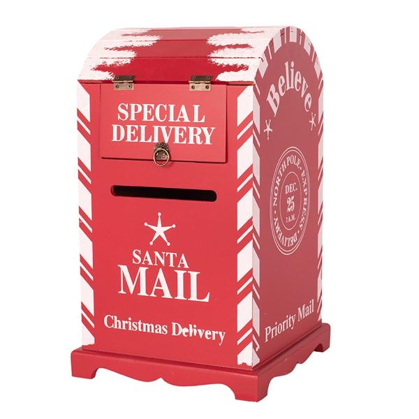 MDF Red Christmas Post Box - 23cm x 23cm 38cm