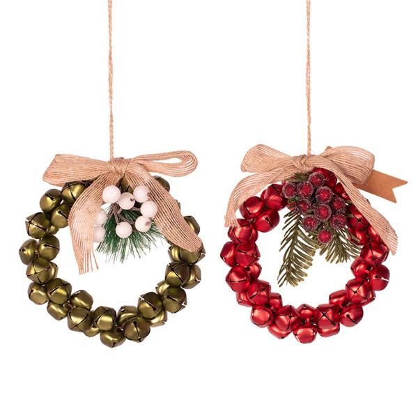 Red & Safe Bell Wreath Decoration - 14cm