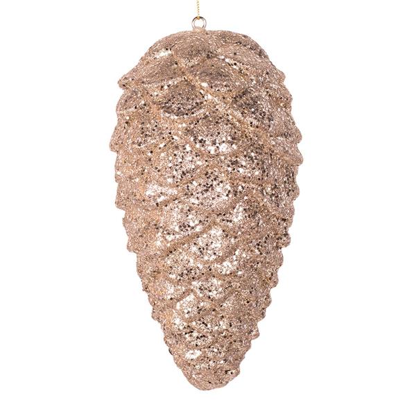 Champagne Glitter Pinecone Poly Foam Hanging Ornament - 23cm