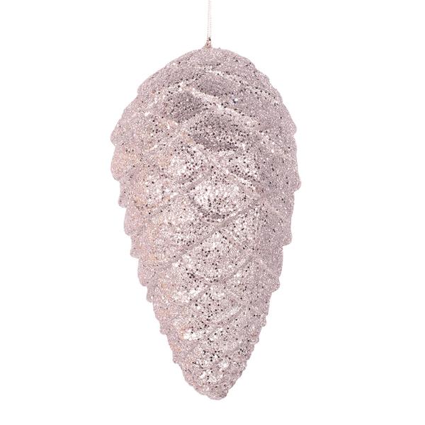 SILVER GLITTER PINECONE 28CM POLYFOAM HANGING ORNAMENT