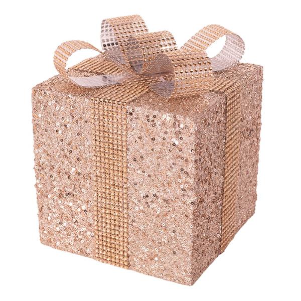 Champagne Gift Box Tree Ornament - 18cm x 18cm x 23cm