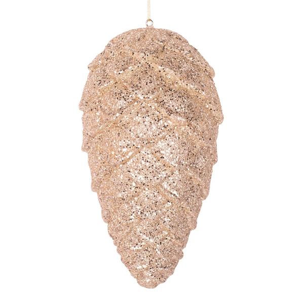 Champagne Glitter Pinecone Poly Foam Hanging Ornament - 28cm