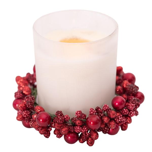 Mini Red Berry Candle Wreath - 10cm x 7.5cm