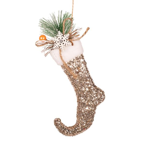 Champagne Glitter Elf Boot Tree Ornament - 13cm