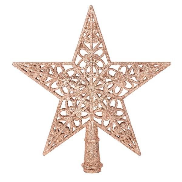 Pale Pink Or Champagne Glitter Star Tree Topper - 20cm