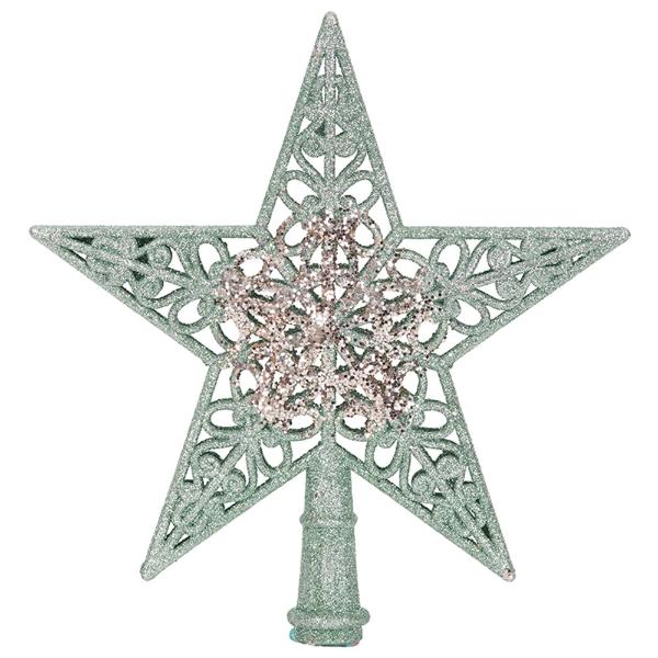 Mint & Champagne Glitter Star Tree Topper - 20cm