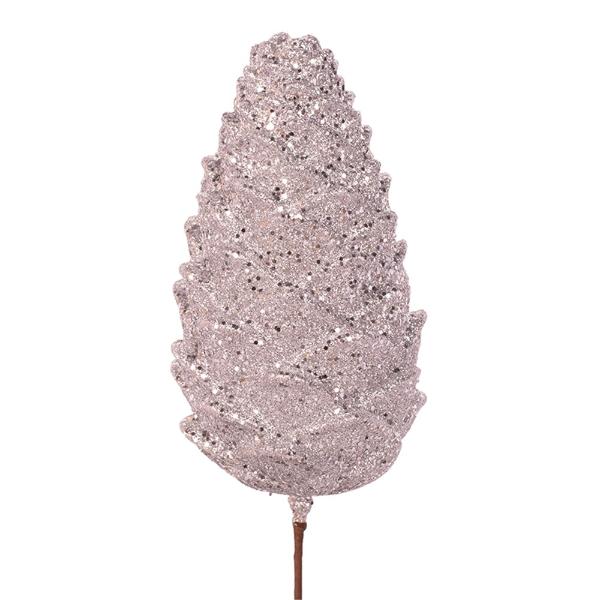 Silver Glitter Poly Foam Pinecone Pick - 46cm