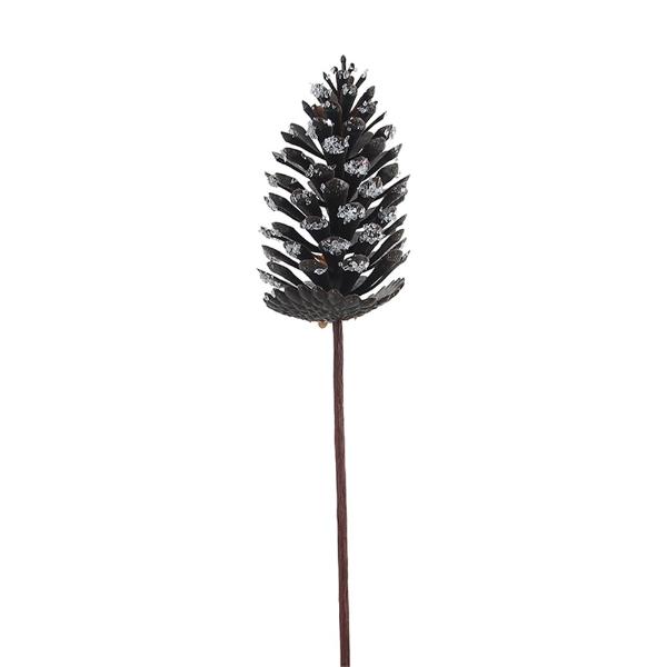 Plastic Pinecone With Ice Effect On Stem - 11.6cm x 60cm