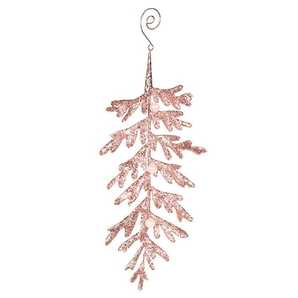 Pink Glitter Leaf Tree Ornament - 10cm x 24cm