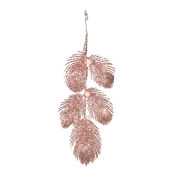 Pink Glitter Leaf Tree Ornament - 10cm x 25cm