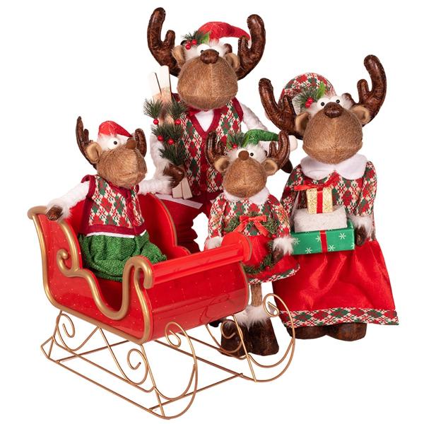 5 Pack Musical Christmas Mouse Family In Sleigh