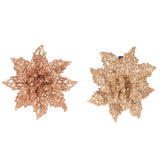 Load image into Gallery viewer, 6 Pack Rose Gold &amp; Champagne Poinsettia Flower With Clip - 5cm
