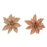 Load image into Gallery viewer, 3 Pack Rose Gold &amp; Champagne Poinsettia Flower With Clip - 8cm
