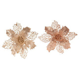 Load image into Gallery viewer, White Or Silver Glitter Poinsettia Flower With Clip - 15cm
