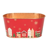 Load image into Gallery viewer, Metal With Christmas Houses Detail Planter - 19.5cm x 11.5cm x 9.5cm
