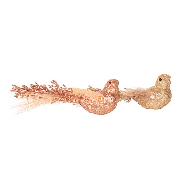 Champagne Or Rose Gold Bird With Clip - 14cm x 7cm x 5cm