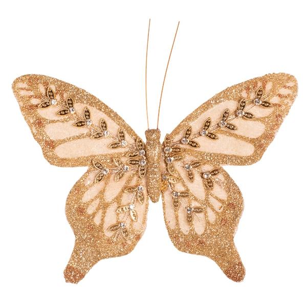 Champagne Butterfly With Clip - 14cm x 12cm