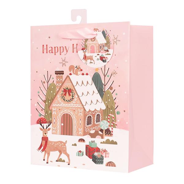 GINGERBREAD HOUSE GIFT BAG MEDIUM 18X23X10CM