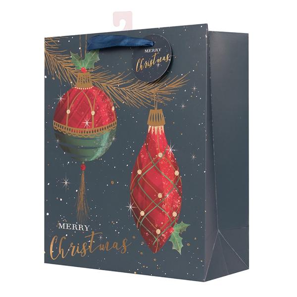 Large Christmas Finials Gift Bag - 26cm x 32cm x 12cm