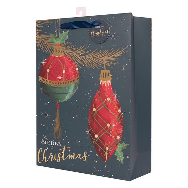 X Large Christmas Finials Gift Bag - 30cm x 42cm x 12cm