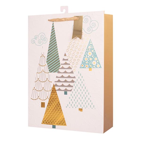 X Large Geometric Christmas Trees Gift Bag - 30cm x 42cm x 12cm