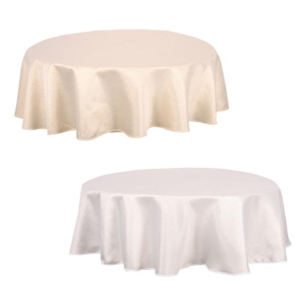 2A LUREX CHRISTMAS TABLE ROUND CLOTH GOLD & SILVER 175CM