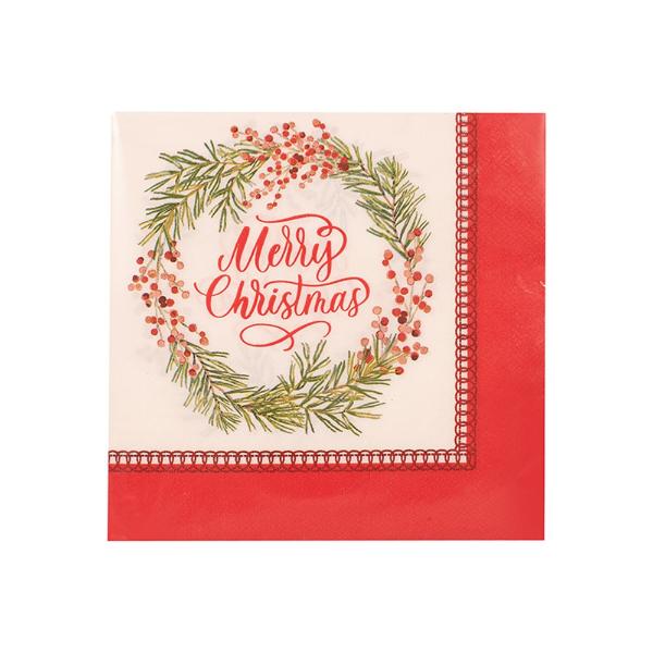 25 Pack Merry Christmas 2Ply Napkins - 33cm x 33cm