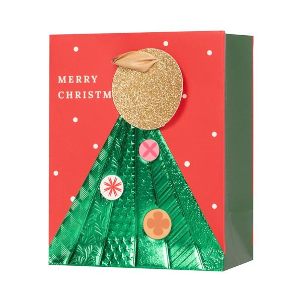 Small Christmas Tree Gift Bag - 11.1cm x 13.7cm x 6.2cm