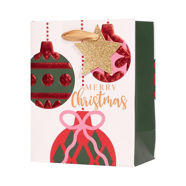 Small Christmas Bauble Gift Bag - 11.1cm x 13.7cm x 6.2cm
